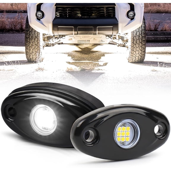 White LED Rock Lights, POVTOR 2 Pods Underglow LED Rock Light Kit Waterproof IP68 Under Body Wheel Well Lights Compatible with Truck Pickups Cars ATV UTV SUV Motorcycle Boat