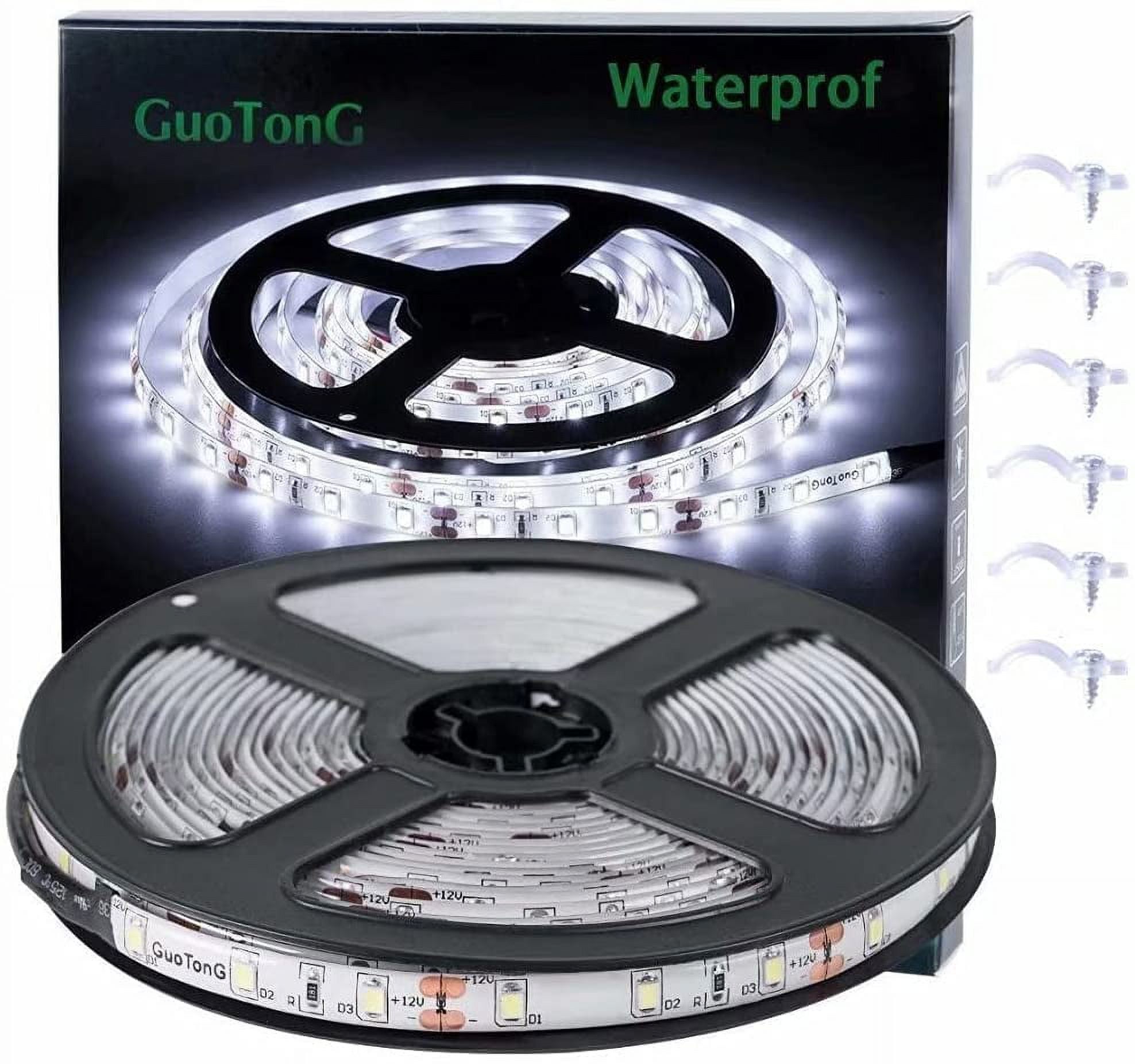 White Waterproof 16.4ft LED Strip Lights for Outdoor Use