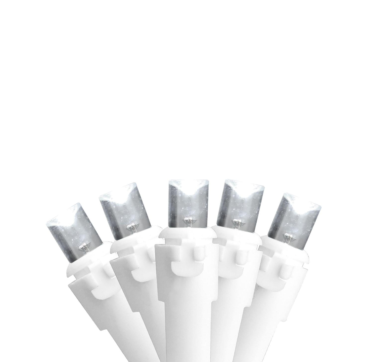 White LED Wide Angle Christmas Lights - White Wire