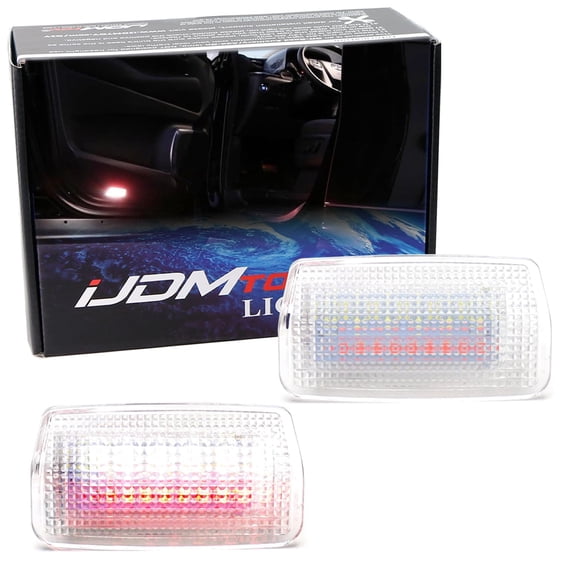 White LED w/Red Strobe Feature Side Door Courtesy Light Assy For Lexus IS ES GS LS RX GX LX; For Toyota Avalon Sienna Venza Camry Prius 4Runner