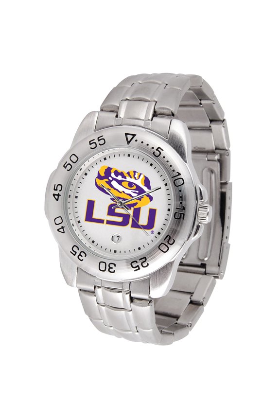 White LSU Tigers Sport Steel Team Watch