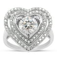 White Lab Created Moissanite Diamond Heart Double Halo Engagement ...