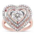 thumbnail image 1 of White Lab Created Moissanite Diamond Heart Double Halo Engagement Promise Ring In 14K Rose Gold Over Sterling Silver(G-H Color,VVS1 Clarity,1.50 Cttw)-9, 1 of 7