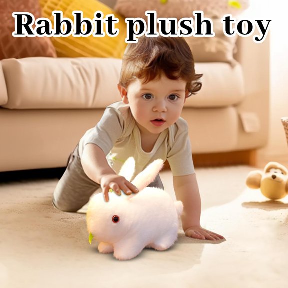 White Label-Free Stuffed Bunny Plush Toy, Soft Fluffy Material, 12 Inches Tall, Cuddly For Hugging, No Label Design - For , Shower Gift, Bedroom Decor, Collectible Item,