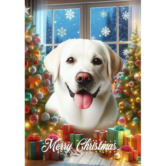 White Labrador - Best of Breed Christmas House Flag 28" x 40"