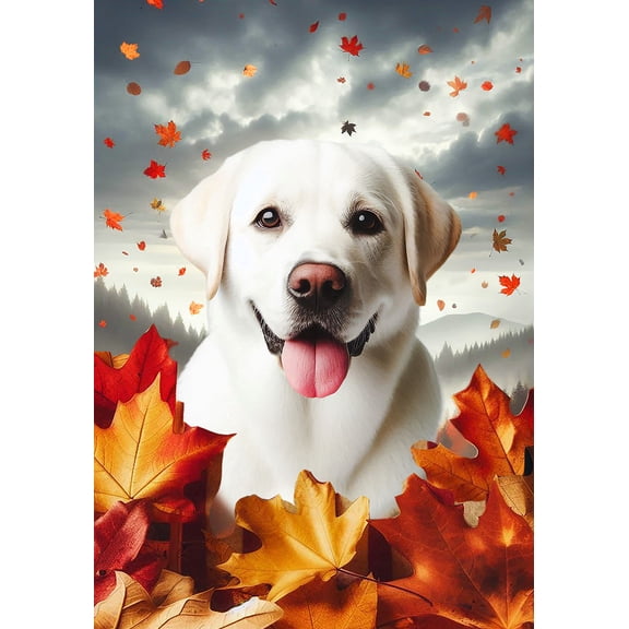 White Labrador - Best of Breed Fall Leaves Outdoor Garden Flag 12" x 17" Mailbox Flag Dog Flag