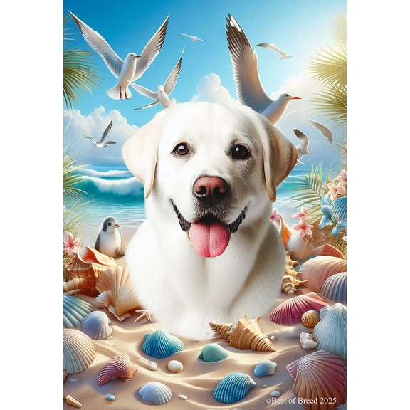 White Labrador - Best of Breed Summer Beach Outdoor House Flag 28" x 40" Mailbox Flag Dog Flag