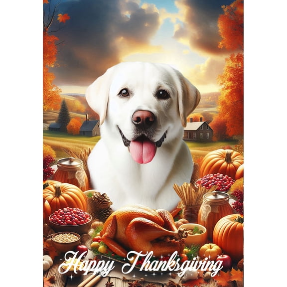 White Labrador - Best of Breed Thanksgiving Outdoor Garden Flag 12" x 17" Mailbox Flag Dog Flag