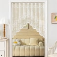 thumbnail image 1 of White Lace Arched Sheer Curtain Floral Embroidered Swag Curtain Valance Tier for Doorway Kitchen Bathroom Window, Rod Pocket Top 1 Panel (White,W63 x L39 inch), 1 of 9