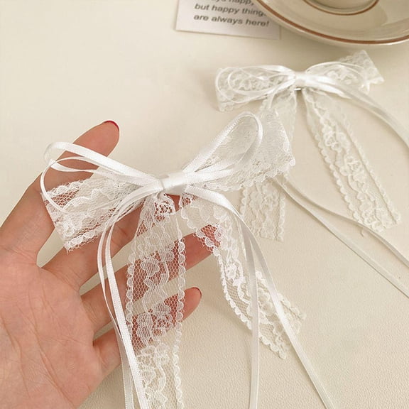 White Lace Bow Ribbon Hair Clip for Women Side Bangs Braiding Duckbill Hairpin Christmas Party Fashion Hair Accessories