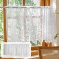 thumbnail image 1 of White Lace Cafe Curtain – French-Style Embroidered Half Window Sheer with Rod Pocket, No-Punch Installation for Kitchen, Bedroom & Cabinet Privacy Decor 24x39in, 1 of 6