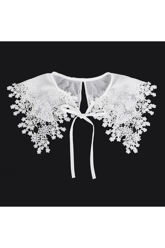 White Lace Collar Embroidered Lace Neckline Collar Floral Detachable Blouse False Collar Trim Decorative Collar for Women and Girls Costume Sewing Craft Supplies