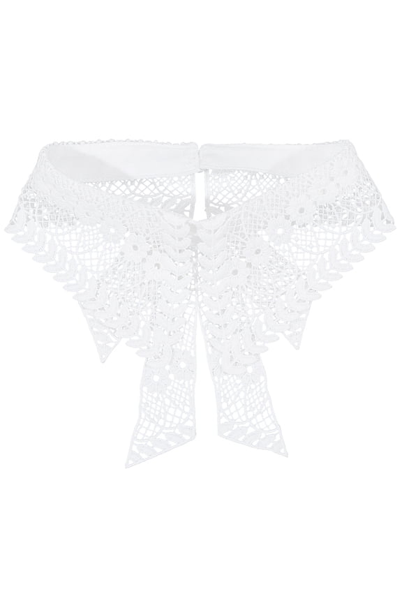 White Lace False Collar Vintage Embroidered Floral Pattern Hollow Out Design Necklace Chocker Detachable Lapel Dickey Collars