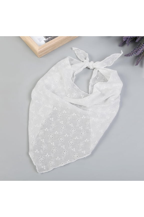 White Lace Hair Bandana for Women Tie Back Head Scarf Boho Headband Kerchief Adjustable