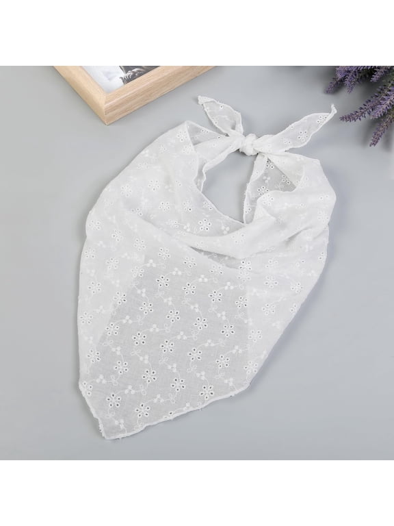 White Lace Hair Bandana for Women Tie Back Head Scarf Boho Headband Kerchief Adjustable
