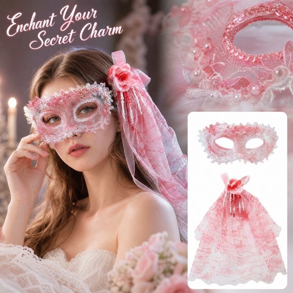 White Lace Half Mask Halloween Masquerade Mask for Women 8X3.5 Inch, Mask for Masquerade Party Mask for Stage Performance and Eye Mask Design, Includes One Lace Mask and One White