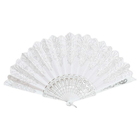 White Lace Handheld Fans - Vintage Floral Folding Fans with Frames for Weddings, Dancing, & Summer Use (Bridal Party Favors)