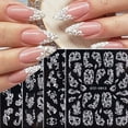 thumbnail image 1 of White Lace Nail Art Sticker Decals 5D Embossed French White Baroque Lace Pattern Self-Adhesive Nail Art Decoration Accessories Classic Winter Design, 4 Sheets, 1 of 6