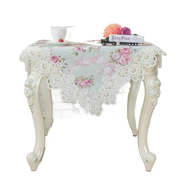 White Lace Placemat Bedside Table Cover Flower doilies Scarves Embroidered Table Cloth Wedding Party Furniture Cover Home Decorations Cabinet Tablecloth
