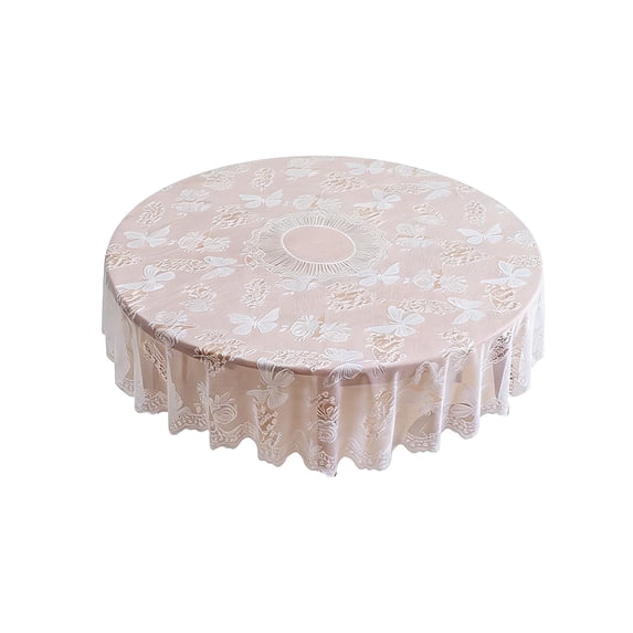 White Lace Round Tablecloth 72in Flower Embroidered Wedding Tablecloths for Summer Outdoor Party Reception, Dinner Party, Decorations, Home Decor