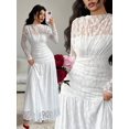thumbnail image 1 of White Lace Ruched Long Sleeve Bodycon Maxi Dress For Evening Party, 1 of 30
