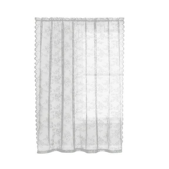 White Lace Sheer Curtains, 55x45 Inch Semi-Sheer Vintage Window Curtain for Home Decor, Decorative Curtain for Living Room Bedroom French Door, Elegant Panel Drapes, 1 Panel
