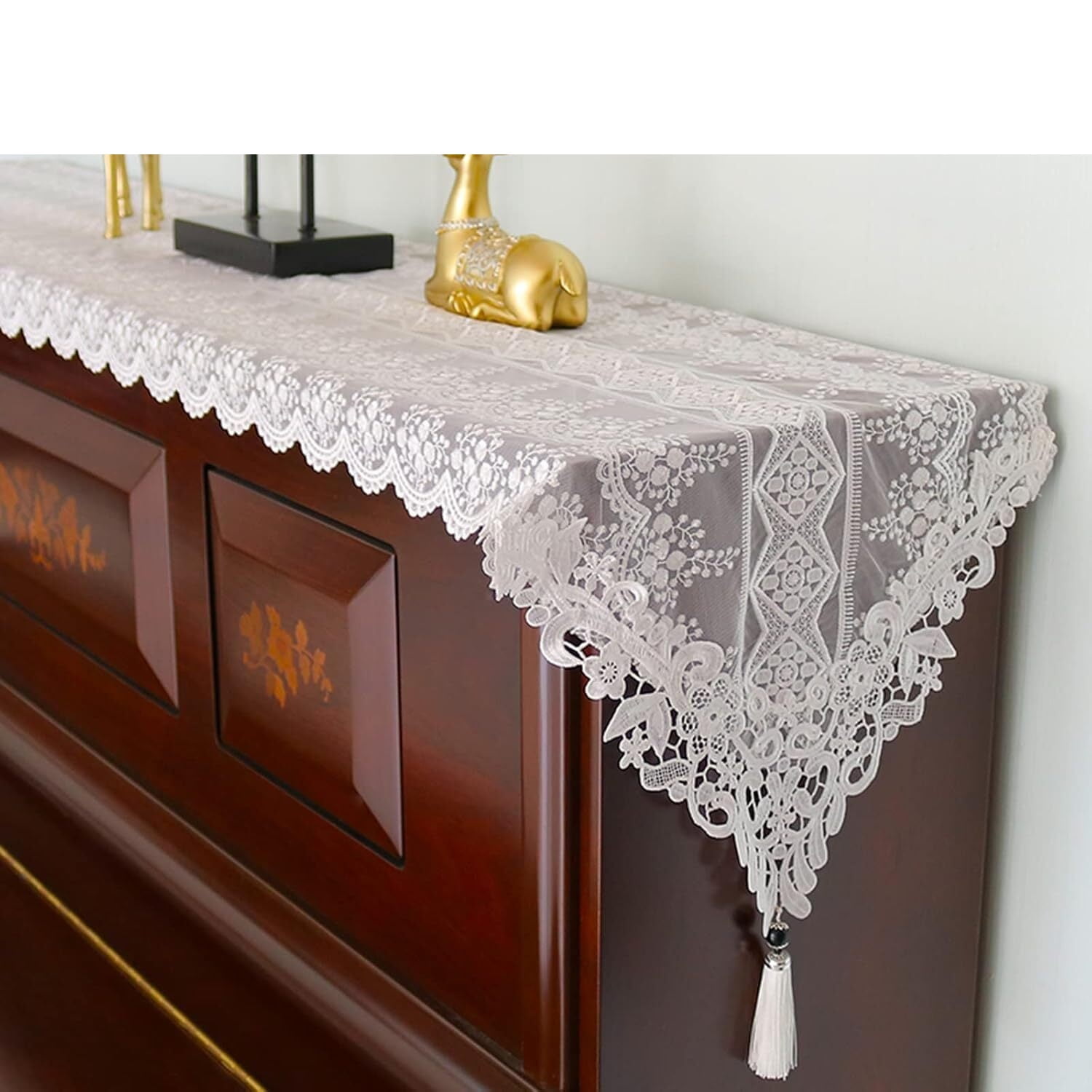 White Lace Table Runner with Tassel Dresser Covers Runners Doilies Bed  Runner Long Dining Table Protector Top Cloths Handcrafted Wedding  Decorations - Walmart.com