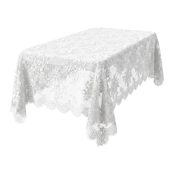 White Table Cloth Rectangle 118.11 x 59.06 in Lace Tablecloth Tablecloths Rectangular with Floral Embroidery for Tea Party Wedding Home Dining