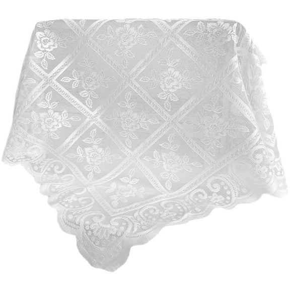 White Lace Tablecloth, Rectangular Crochet Lace Table Cover, Oblong Table Cloth for Rectangle Tables, Kitchen Wedding Party Decoration, 1X Tablecloth