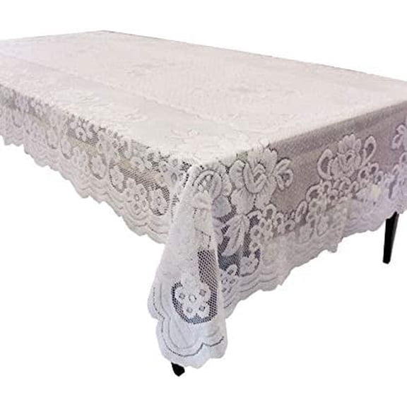 White Lace Tablecloth Rectangular for Rectangle Table Crochet Lace Tablecloths Oblong lace Table Covers 60"X104" for Kitchen Wedding Party Decoration
