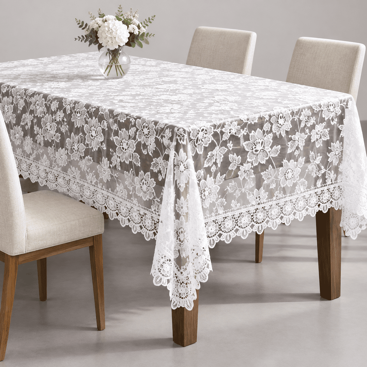 White Lace Tablecloth Rose Flembroidered Table Cloth Farmhouse ...