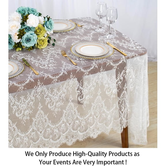 White Lace Tablecloth Rustic Floral Party Table Cover 60x120-Inch