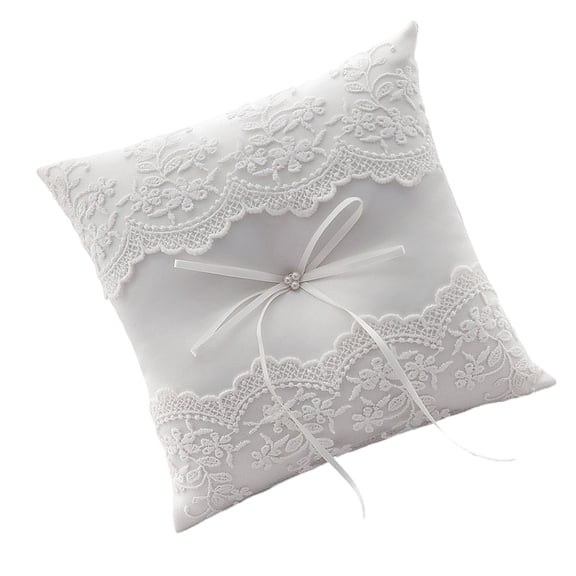 White Lace Wedding Rings Pillow Bridal Bearer Pillow Vintage Pillow for Bridal Ceremony and Romantics Engagements
