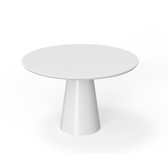 White Lacquer Top 36" Round Dining Table w/White Powder Coating Pedestal Base