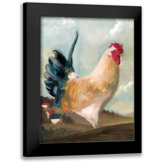 White Ladder 12x14 Black Modern Framed Museum Art Print Titled - Hillside Rooster I