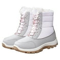 thumbnail image 1 of White Ladies All Match Round Toe Fall Winter Snow Boots With High Top And Lace Up For Plus Size And Durable Material, 1 of 8
