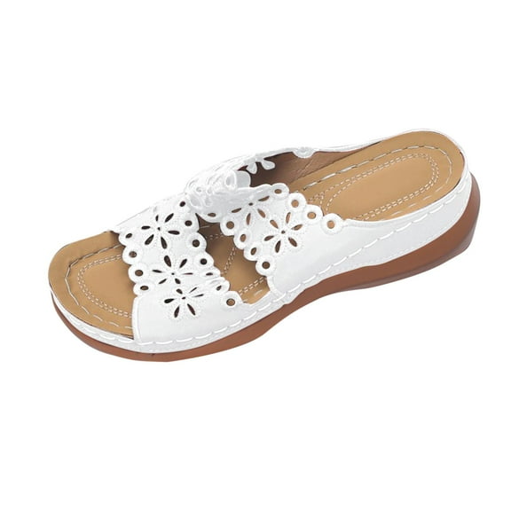 White Ladies Comfort Thick Bottom Wedge Slippers With Open Toe Fish Mouth Style And Easy Slip On For Indoor And Outdoor Activities