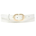 thumbnail image 1 of White Ladies Designer Style Stitch Leather Belt Gold Belt Buckle, 1 of 2