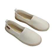 White Ladies Loafers Flat Round Toe Slip On Jute Sole Breathable Casual Espadrilles Comfortable Shoes For 2026 Spring Style