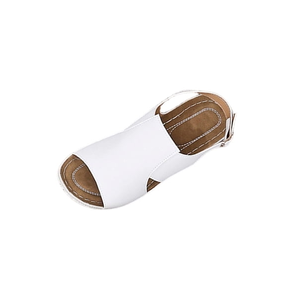 White Ladies Peep Toe Wedge Sandals Roomy Toe Box Supportive Heel Design For Comfort