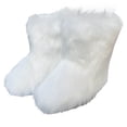 thumbnail image 1 of White Ladies Plush Snow Boots With Medium Shaft And Round Toe For Winter Wear Comfortable Design, 1 of 2