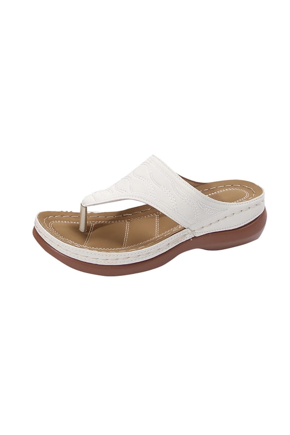 White Ladies Round Toe Casual Slippers Ideal For Beach And Indoor Activities With 2.0 Inch Heel And Pu Material