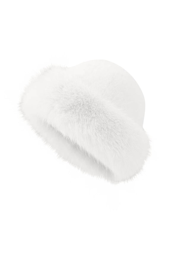 Womens Winter Faux Fur Bucket Hat, Warm Faux Mink Plush Hat Fluffy Fisherman Fuzzy Bucket Hat