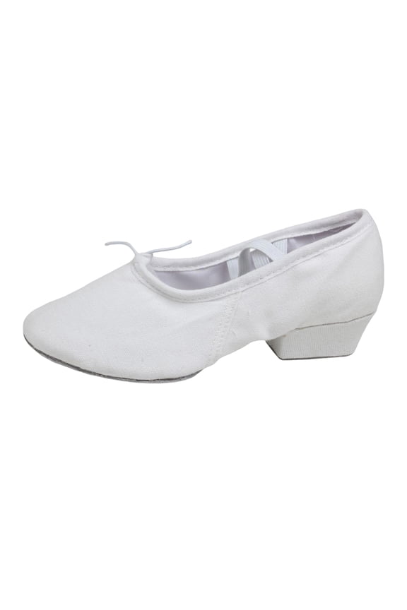 White Ladies Spring Summer Soft-Soled Lace-Up Teacher Shoes Plus-Size Adult Heeled Dance Canvas