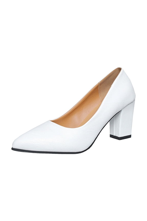 White Ladies Trendy Warm High Heels With Pointed Toe And One-Foot Thick Heel Shallow Mouth For Leisure Wear