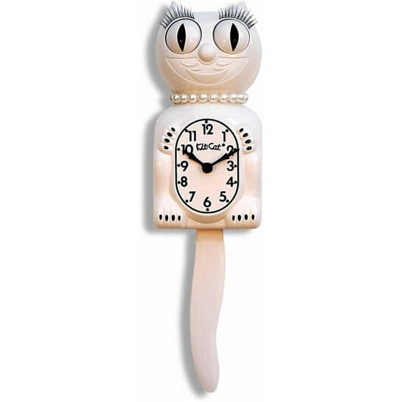 White Lady Kit Cat Clock 15.5" Full Size Kit-Cat Klock with Moving Eyes and Tail Retro Style