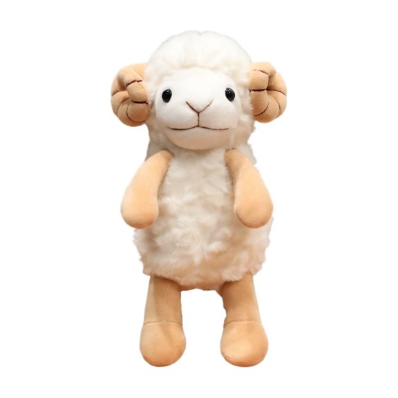 White Lamb Stuffed Animal Plush Toy, Year of the Sheep Lucky Lamb with Red Scarf, Soft Curly Sheep, for Tabletop Entryway Shelf Chinese New Year Display, Festive Blessing Gift for Boys and Girls