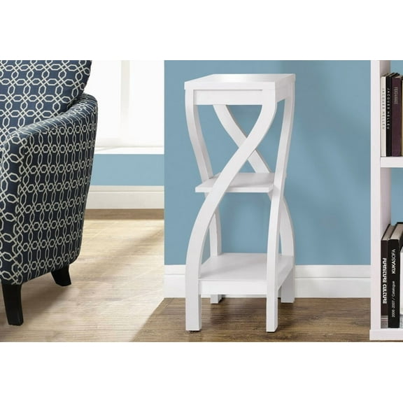 White Laminate 3-tier Side Table for Living Room & Bedroom