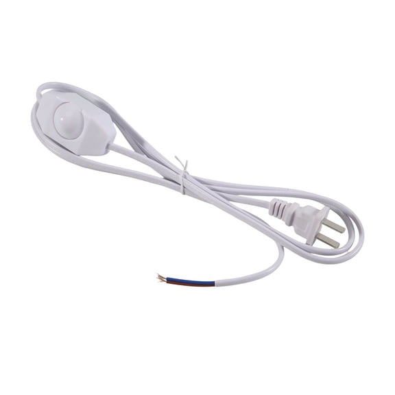 White Lamp Power Cord with Dimmer Switch, AC 110V/250V US Plug