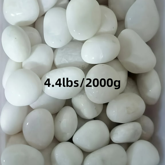 White Landscaping Pebbles, 4.4LBS Natural White Polished River Rocks, Decorative Gravel for Garden, Pathways, Aquarium, Vase Fillers, Succulent Plant Drainage, Outdoor & Indoor Use